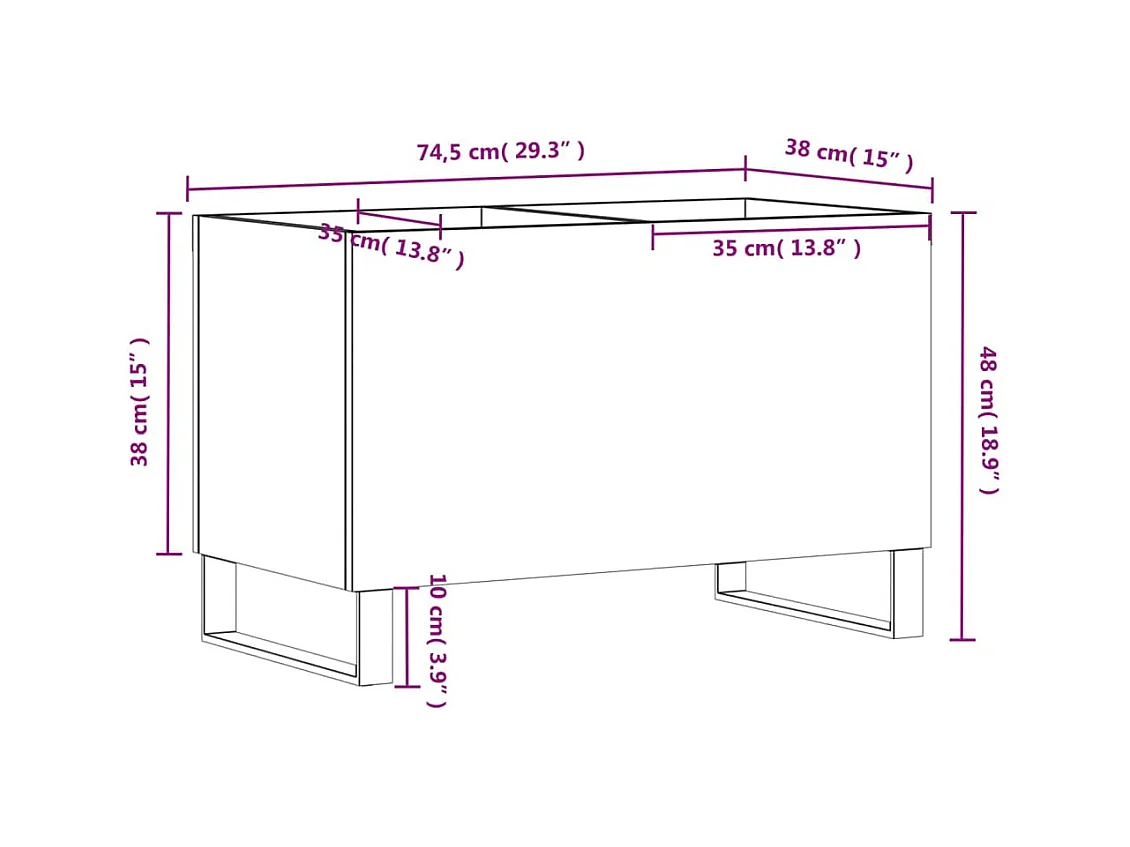 Armoire à disques blanc brillant 74,5x38x48cm bois d'ingénierie