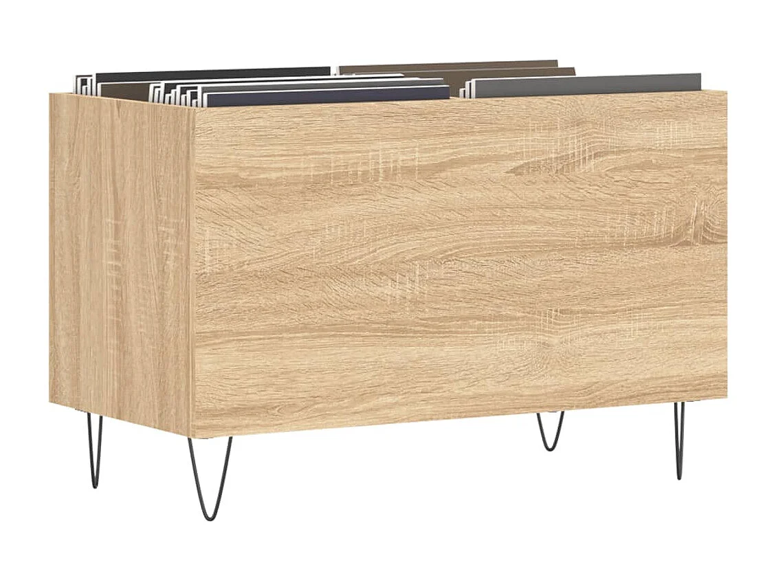 Mobile per dischi in rovere Sonoma 74,5x38x48 cm in multistrato