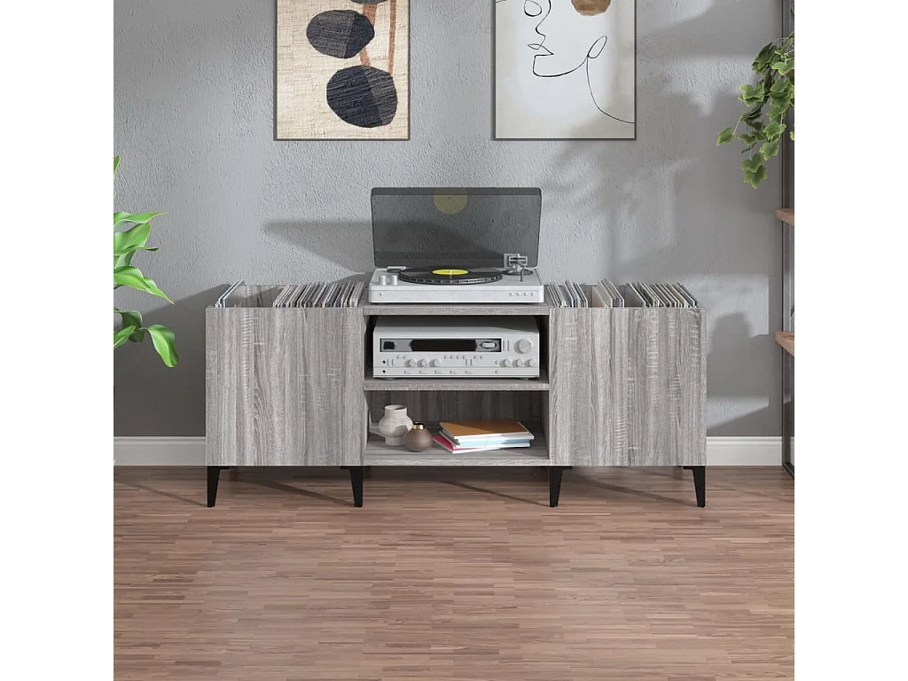 Armoire à disques sonoma gris 121x38x48 cm bois d'ingénierie