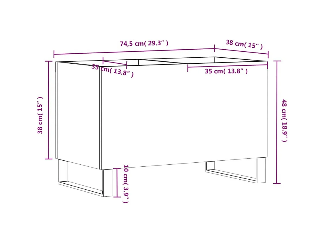 Armoire à disques blanc 74,5x38x48 cm bois d'ingénierie