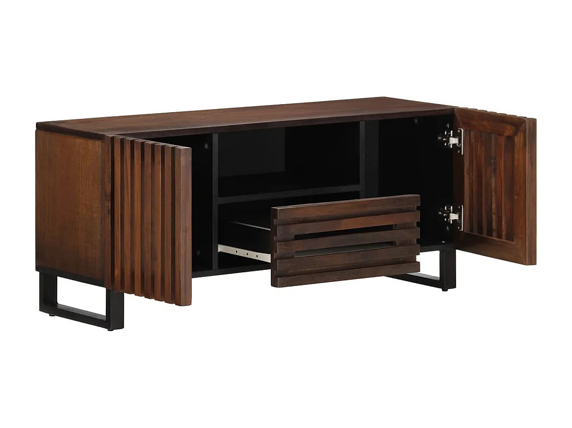 Meuble TV marron 100x34x46 cm bois massif manguier