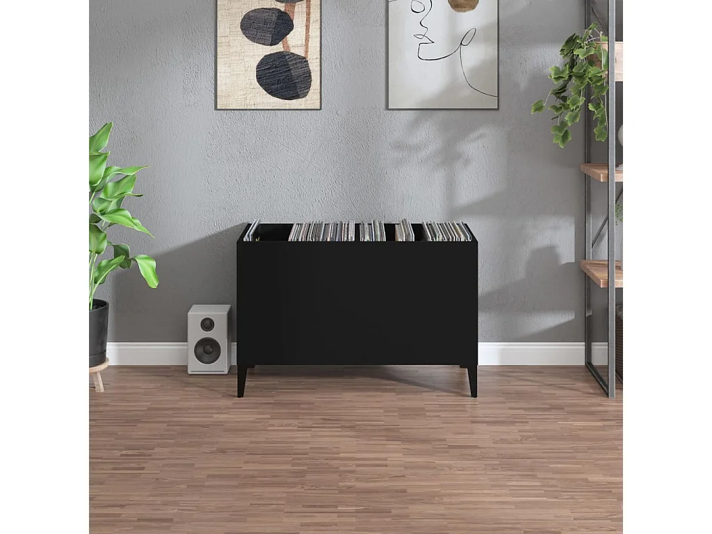 Mobile per dischi nero 74,5x38x48 cm in pannelli di MDF
