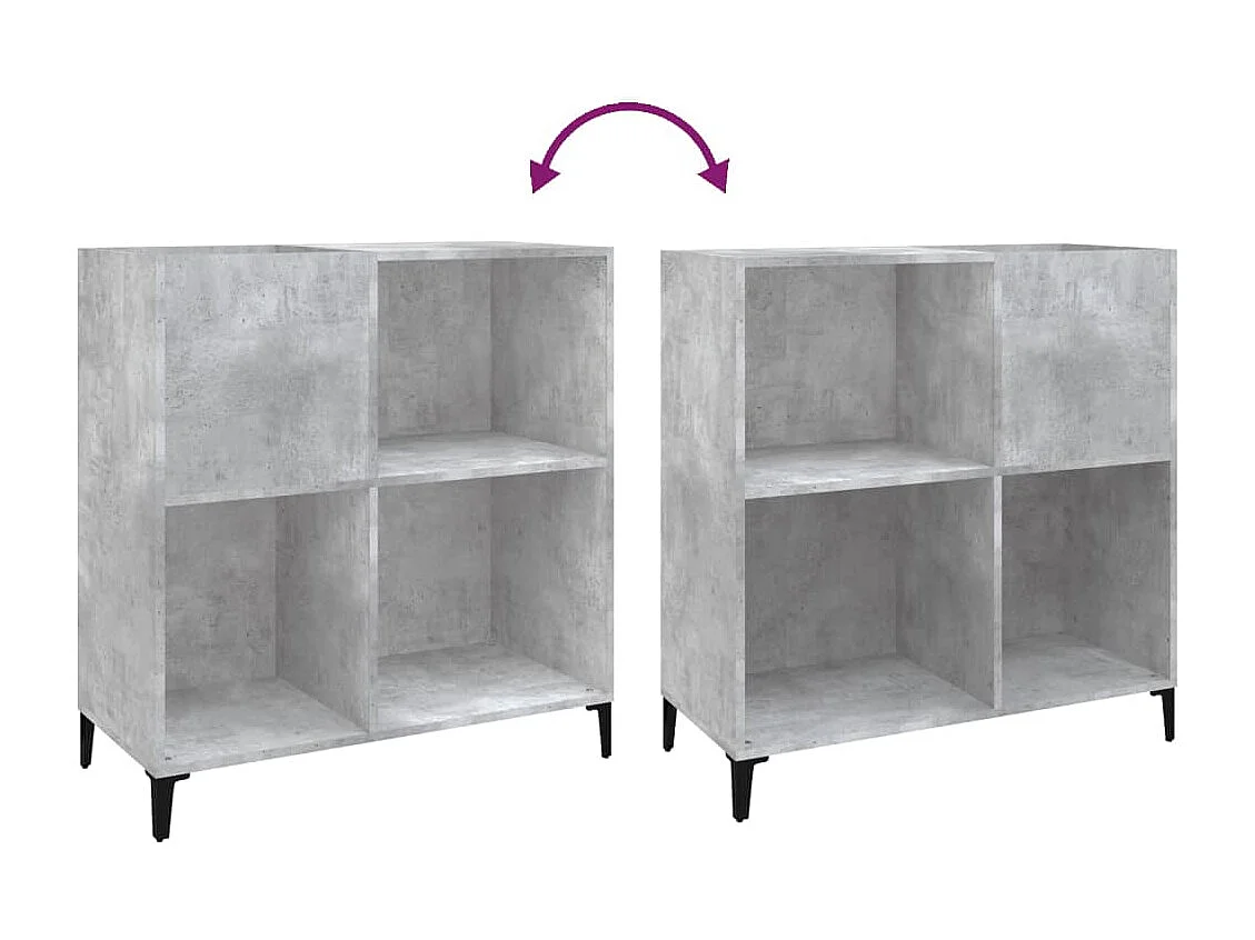 Armoire à disques gris béton 84,5x38x89 cm bois d'ingénierie