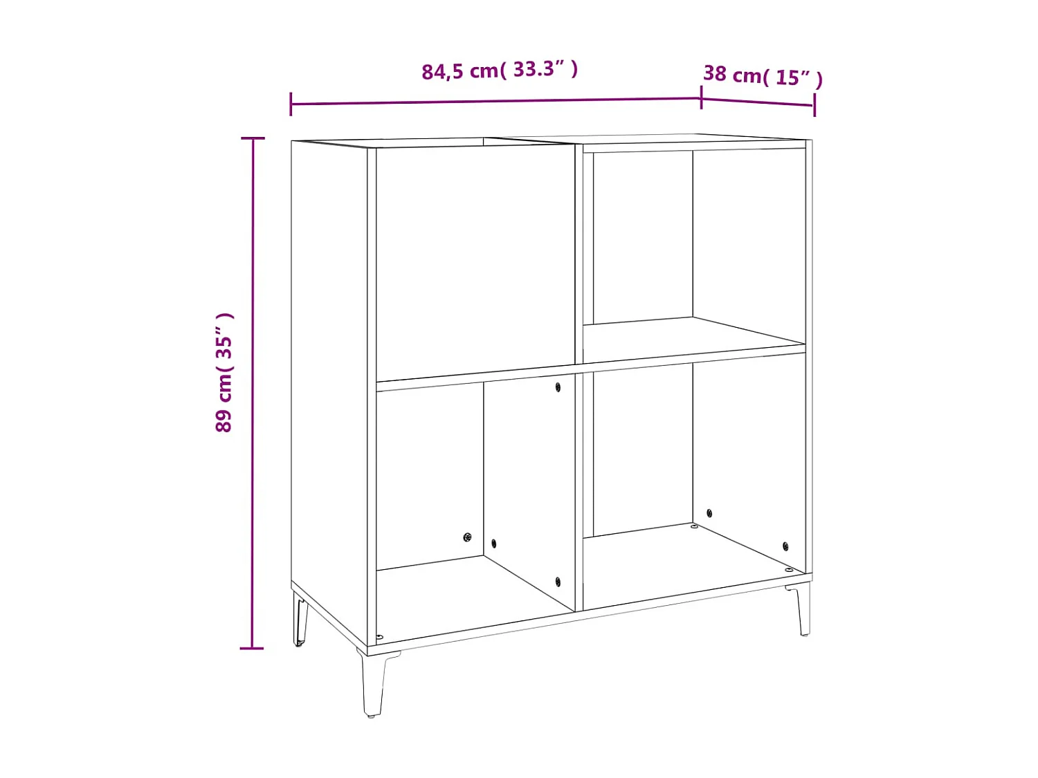 Armoire à disques gris béton 84,5x38x89 cm bois d'ingénierie