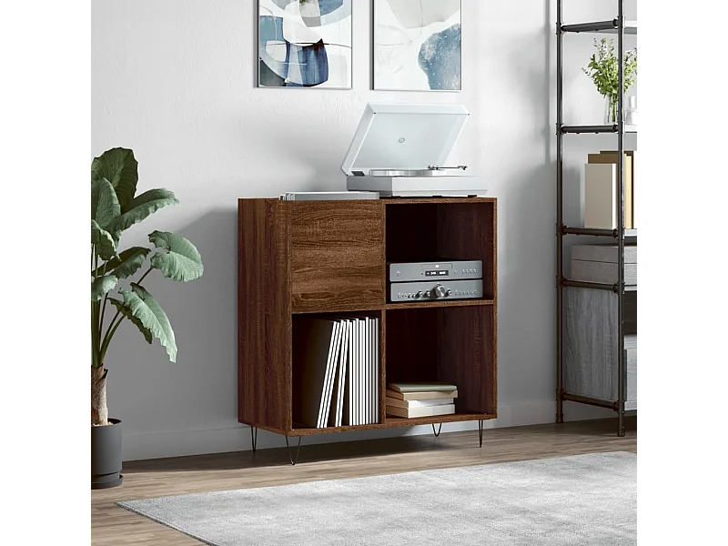 Bruin eiken platenkast 84,5x38x89 cm samengesteld hout