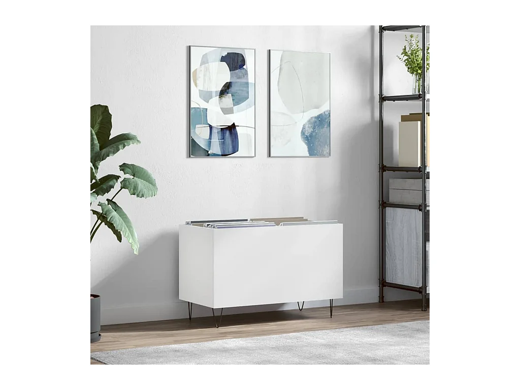 Armoire à disques blanc 74,5x38x48 cm bois d'ingénierie