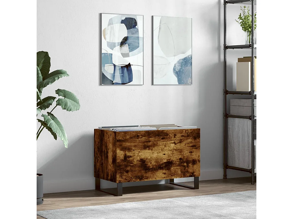 Armoire à disques chêne fumé 74,5x38x48 cm bois d'ingénierie