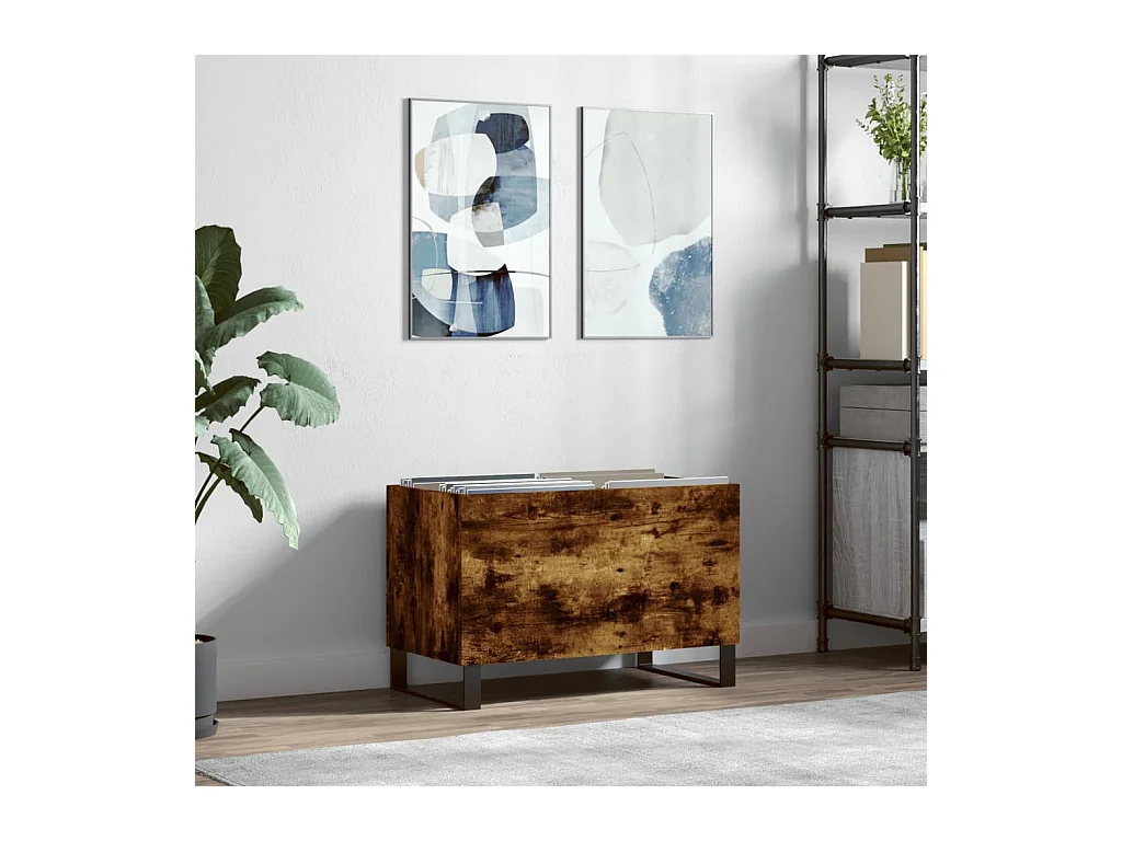 Armoire à disques chêne fumé 74,5x38x48 cm bois d'ingénierie