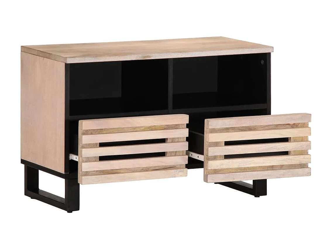 Mobile TV bianco 70x34x46 cm in legno massello di mango