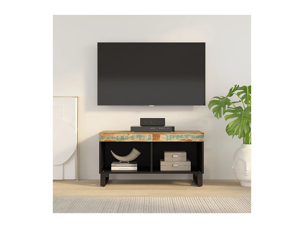 Móvel de TV 85x33x43,5 cm madeira recuperada maciça