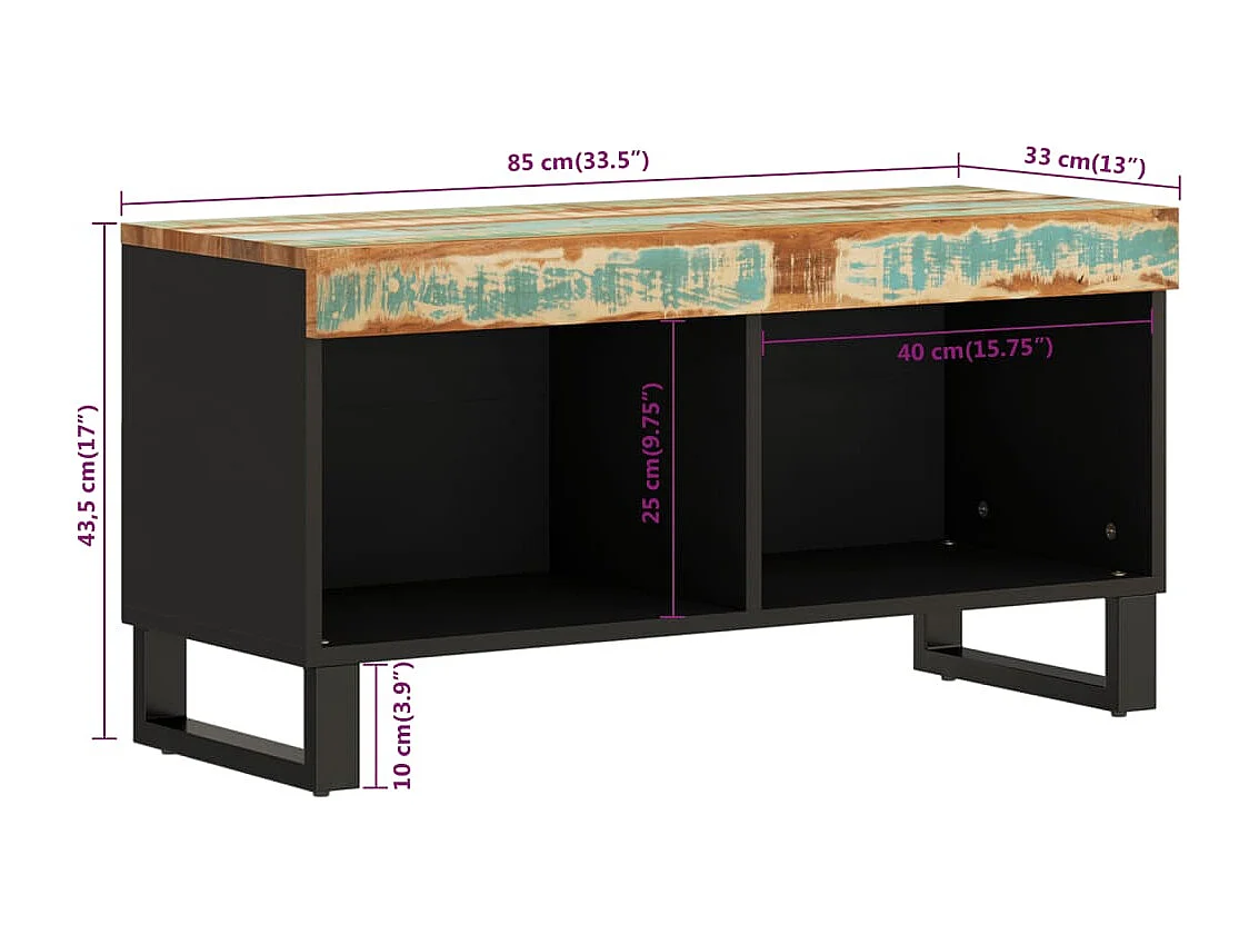 Mobile TV 85x33x43,5 cm in legno massello di recupero