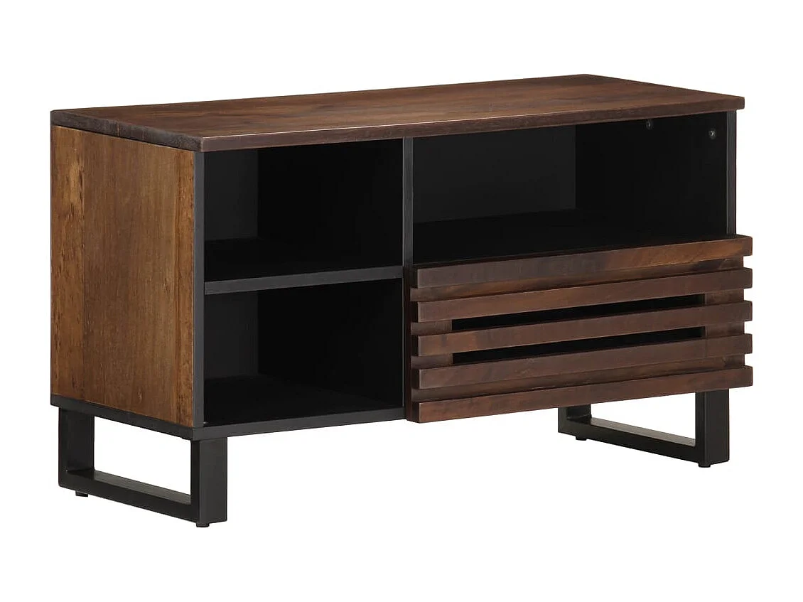 Mobile TV marrone 80x34x46 cm in legno massello di mango