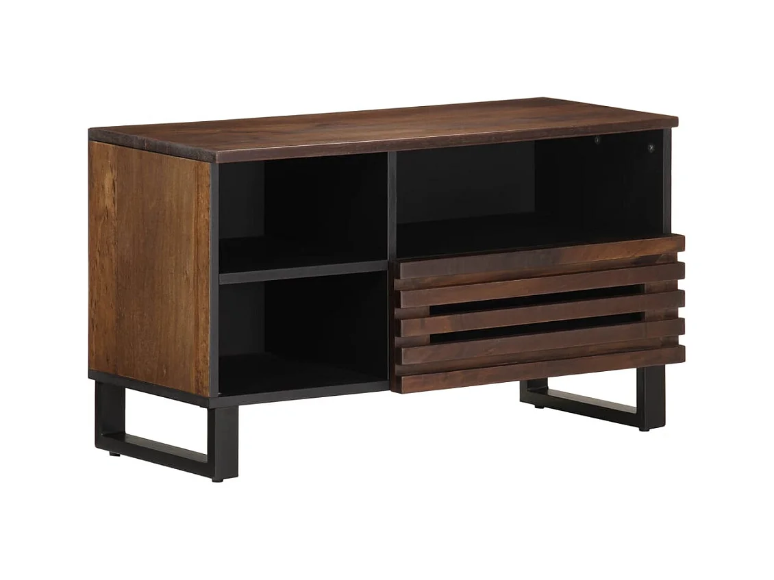 Mobile TV marrone 80x34x46 cm in legno massello di mango