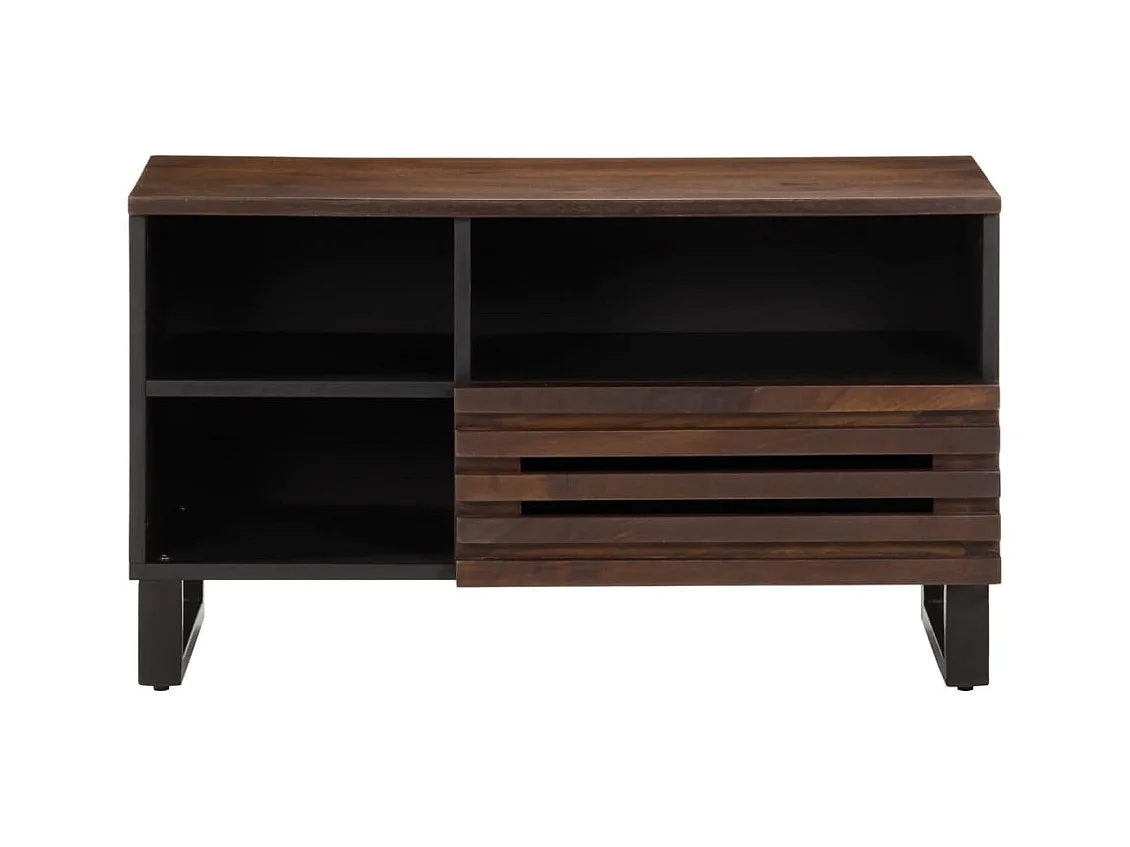 Meuble TV marron 80x34x46 cm bois massif de manguier
