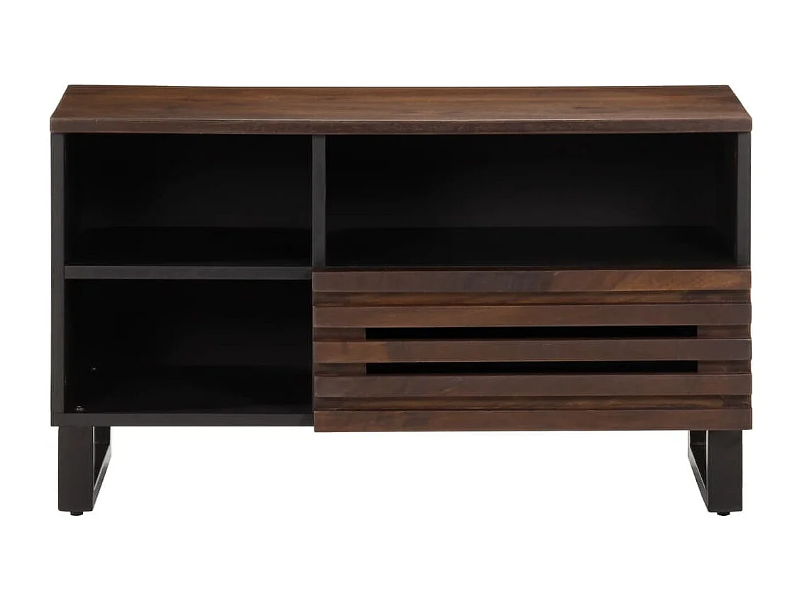 Meuble TV marron 80x34x46 cm bois massif de manguier