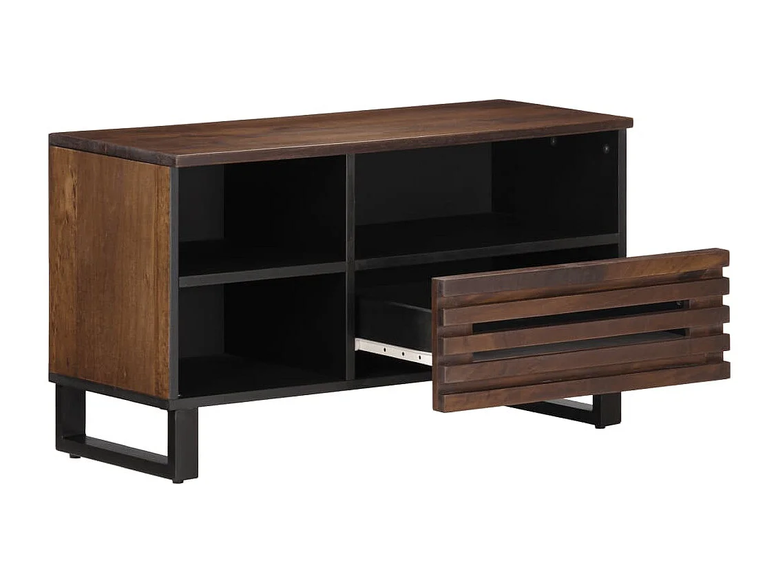 Meuble TV marron 80x34x46 cm bois massif de manguier