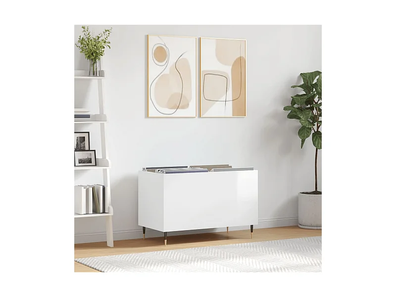 Hoogglans witte platenkast 74,5x38x48cm samengesteld hout