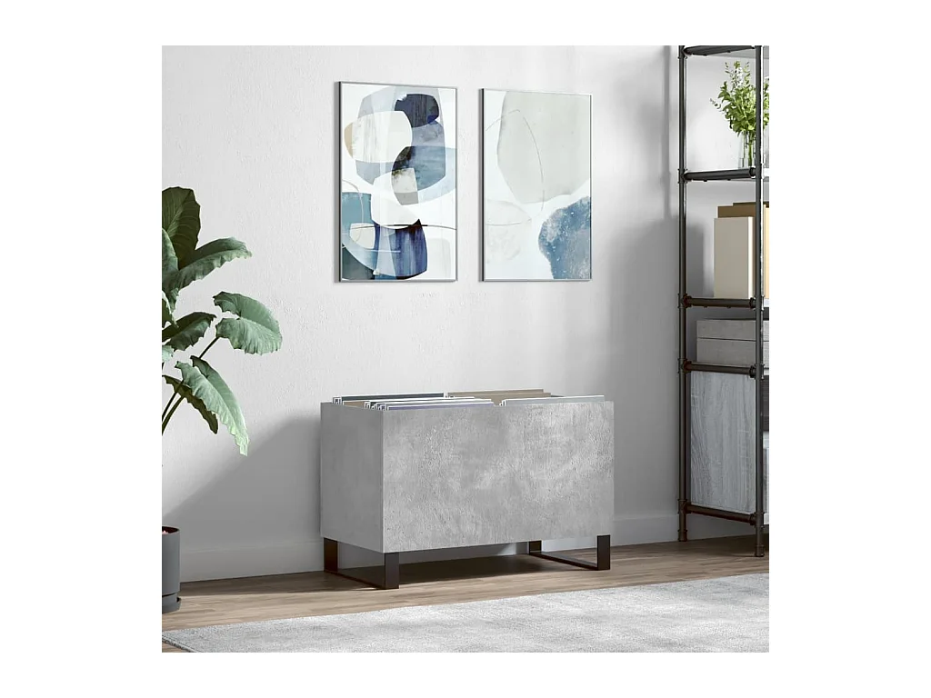 Armoire à disques gris béton 74,5x38x48 cm bois d'ingénierie