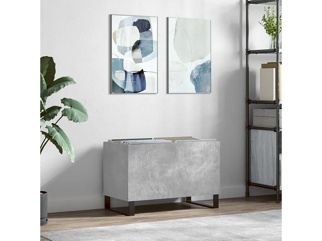 Armoire à disques gris béton 74,5x38x48 cm bois d'ingénierie