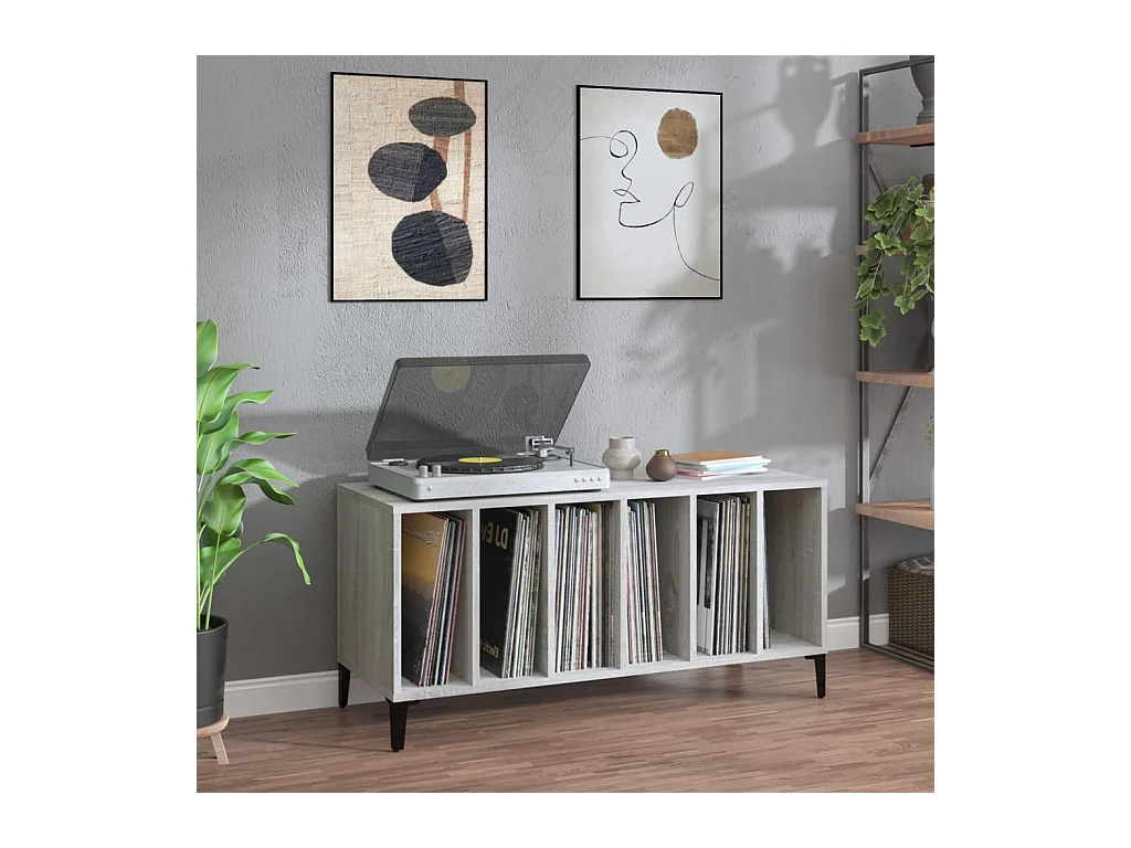 Schallplattenschrank Sonoma grau 100x38x48 cm Holzwerkstoff