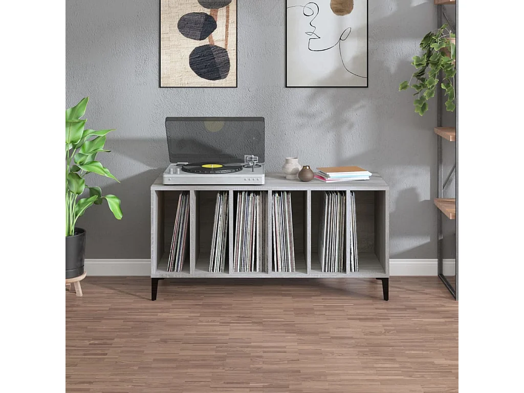 Armoire à disques sonoma gris 100x38x48 cm bois d'ingénierie