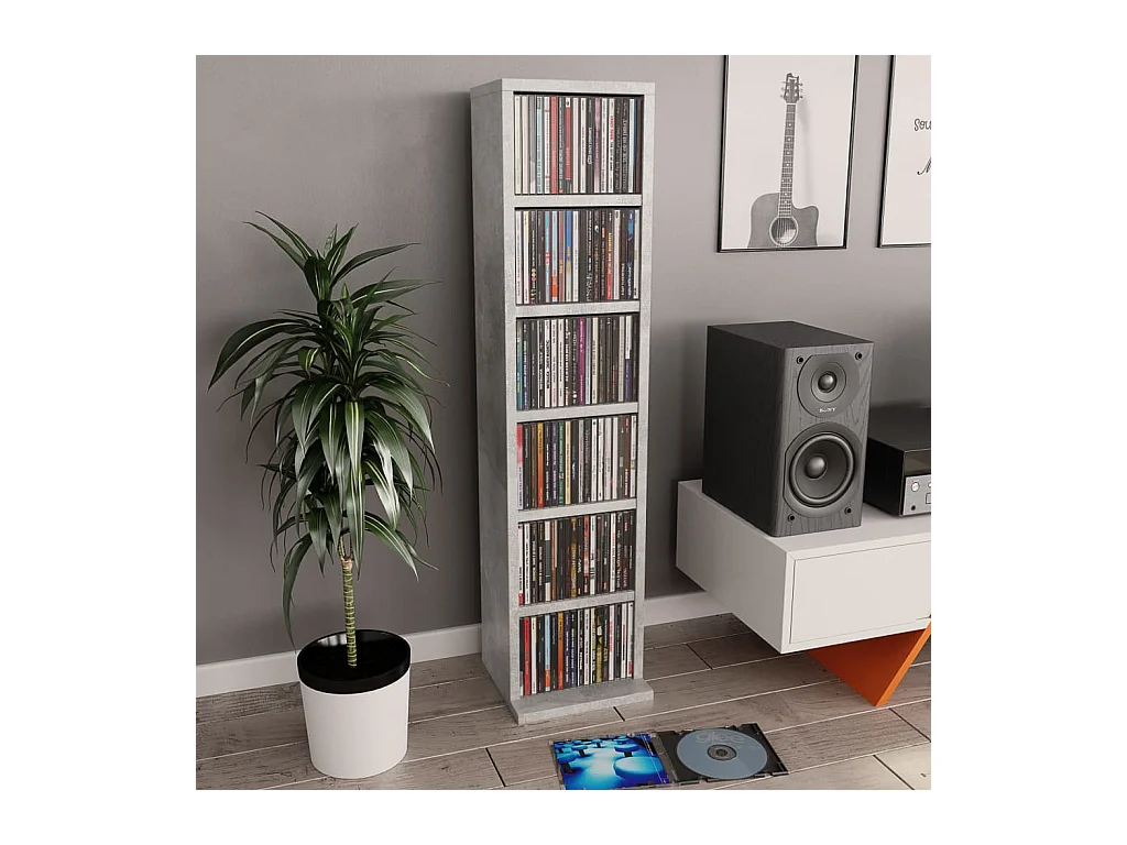 Mobile porta CD Grigio cemento 21x20x88 cm MDF