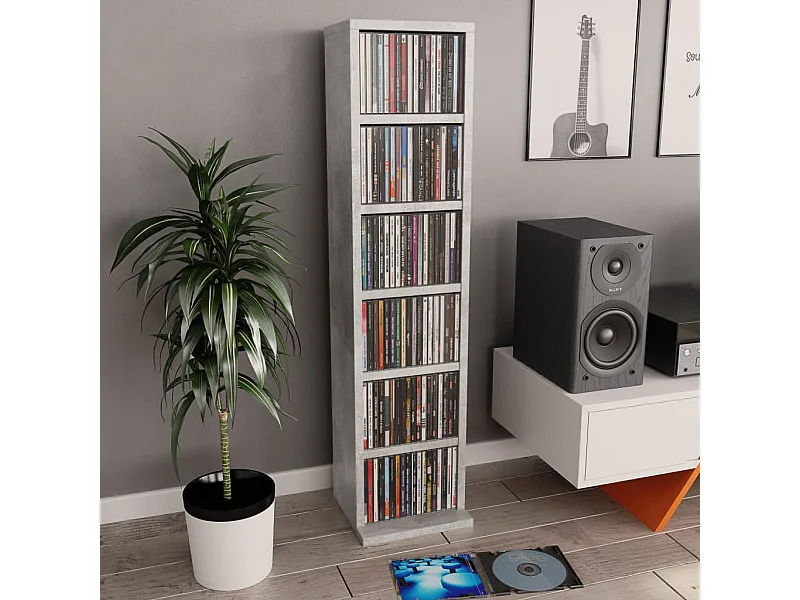 Armoire à CD Gris béton 21x20x88 cm Bois d'ingénierie