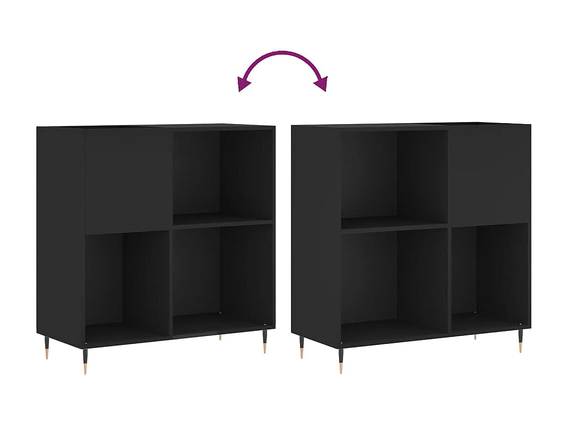 Schwarzer Plattenschrank 84,5 x 38 x 89 cm, Holzwerkstoff