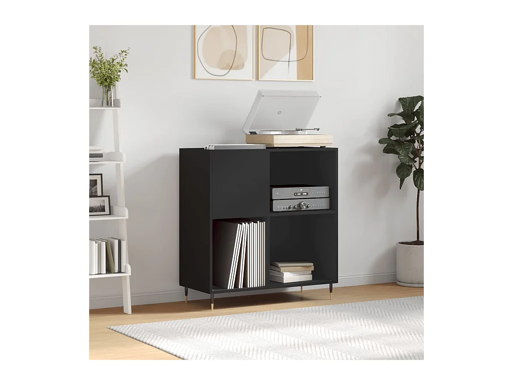 Armoire à disques noir 84,5x38x89 cm bois d'ingénierie