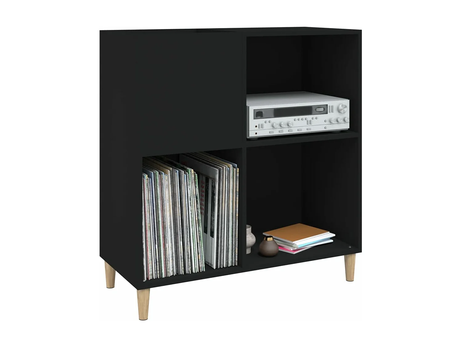 Schwarzer Plattenschrank 84,5 x 38 x 89 cm, Holzwerkstoff