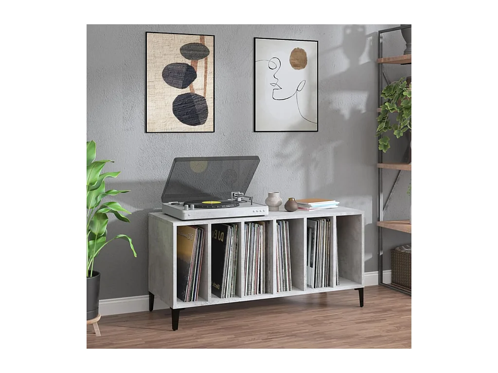 Betongrijze platenkast 100x38x48 cm samengesteld hout