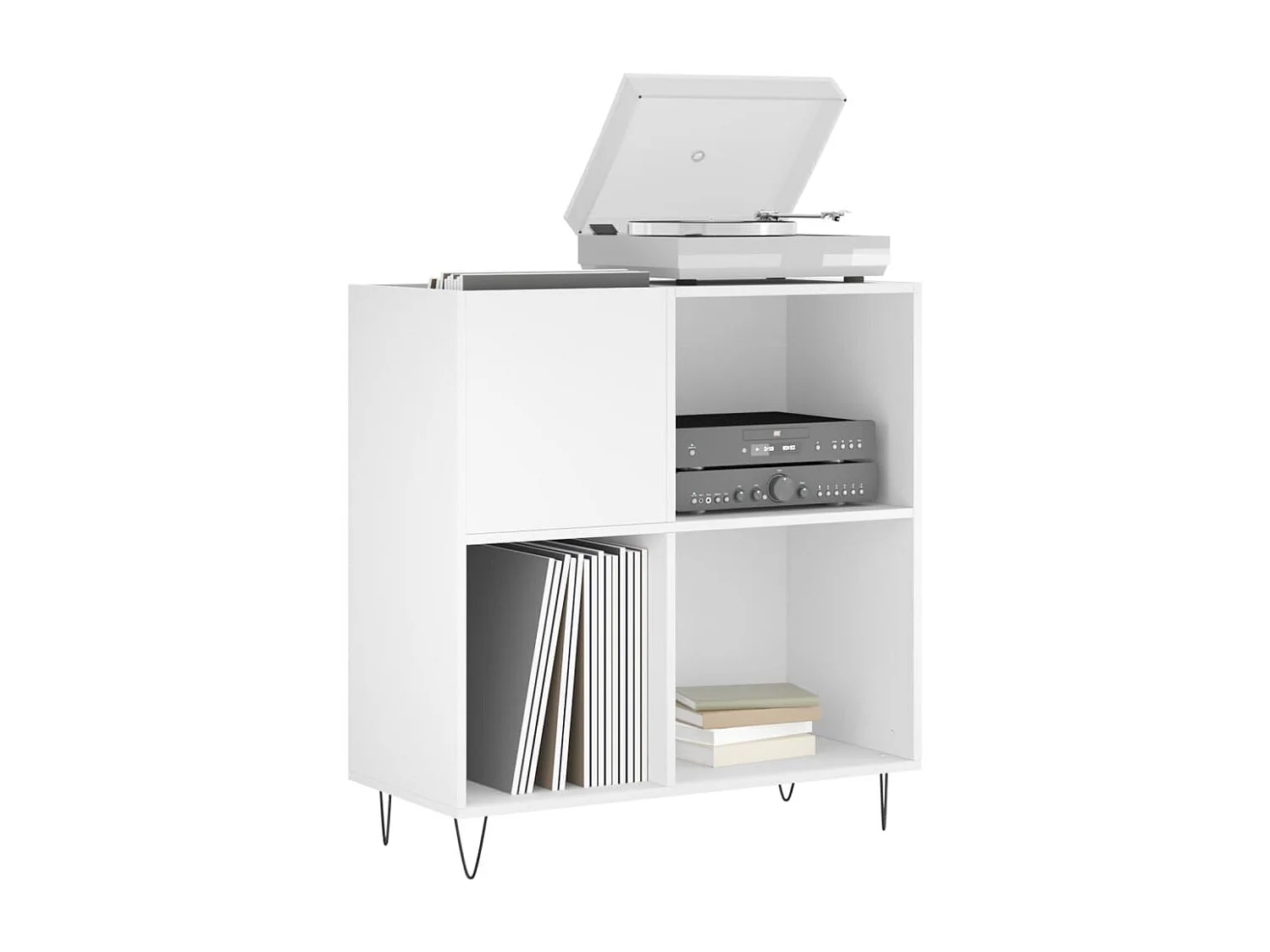 Mobile per dischi bianco 84,5x38x89 cm in derivati del legno