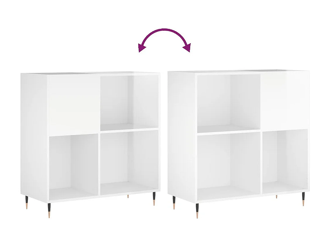 Armário de discos branco brilhante 84,5x38x89cm madeira projetada