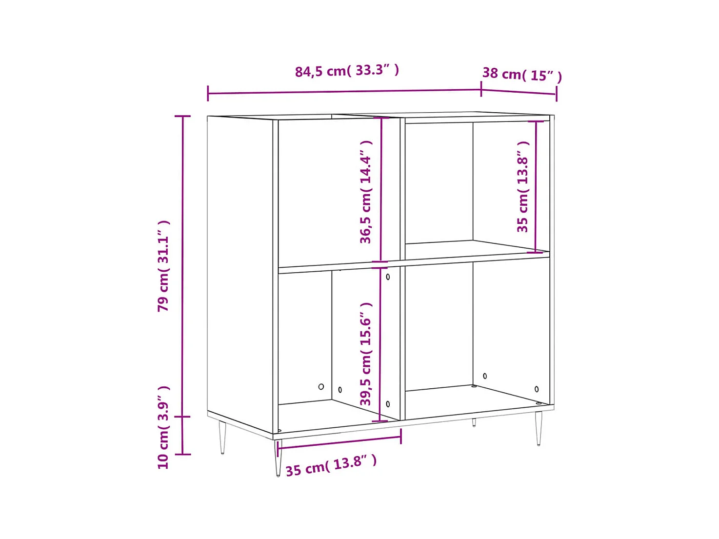 Armoire à disques blanc brillant 84,5x38x89cm bois d'ingénierie