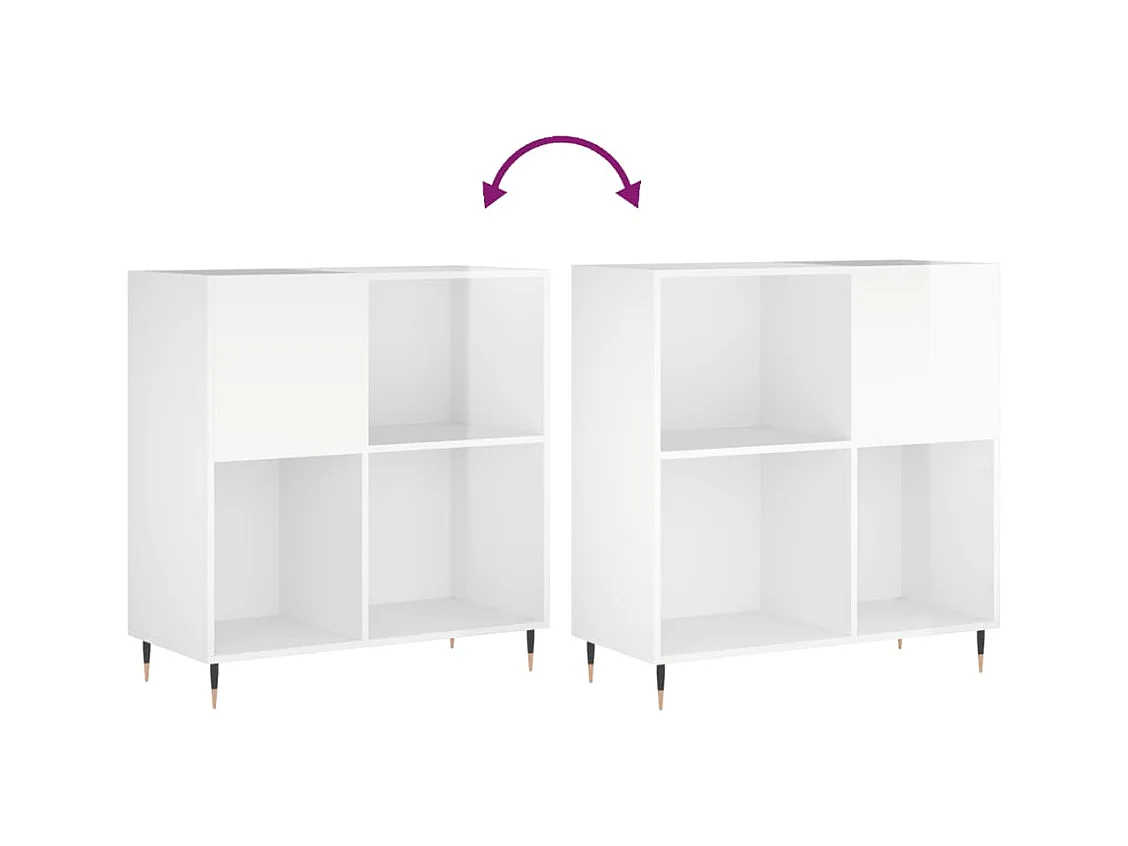 Armoire à disques blanc brillant 84,5x38x89cm bois d'ingénierie