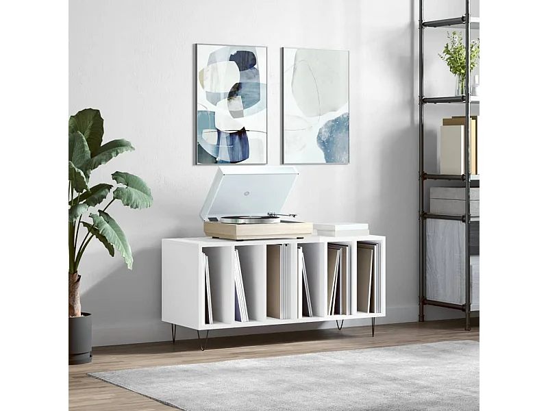 Armoire à disques blanc brillant 100x38x48 cm bois d'ingénierie