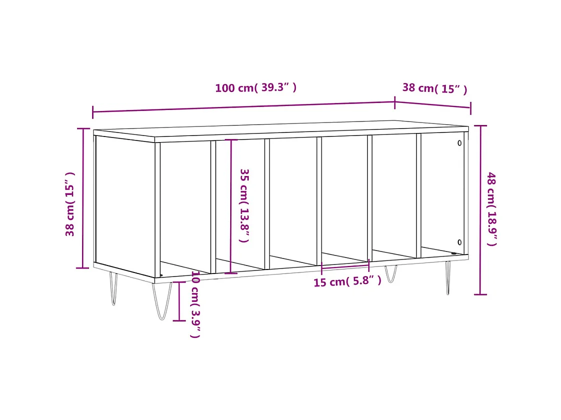 Armoire à disques blanc brillant 100x38x48 cm bois d'ingénierie