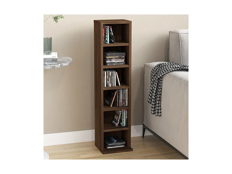 Mueble CD Roble marrón 21x20x88 cm Madera contrachapada