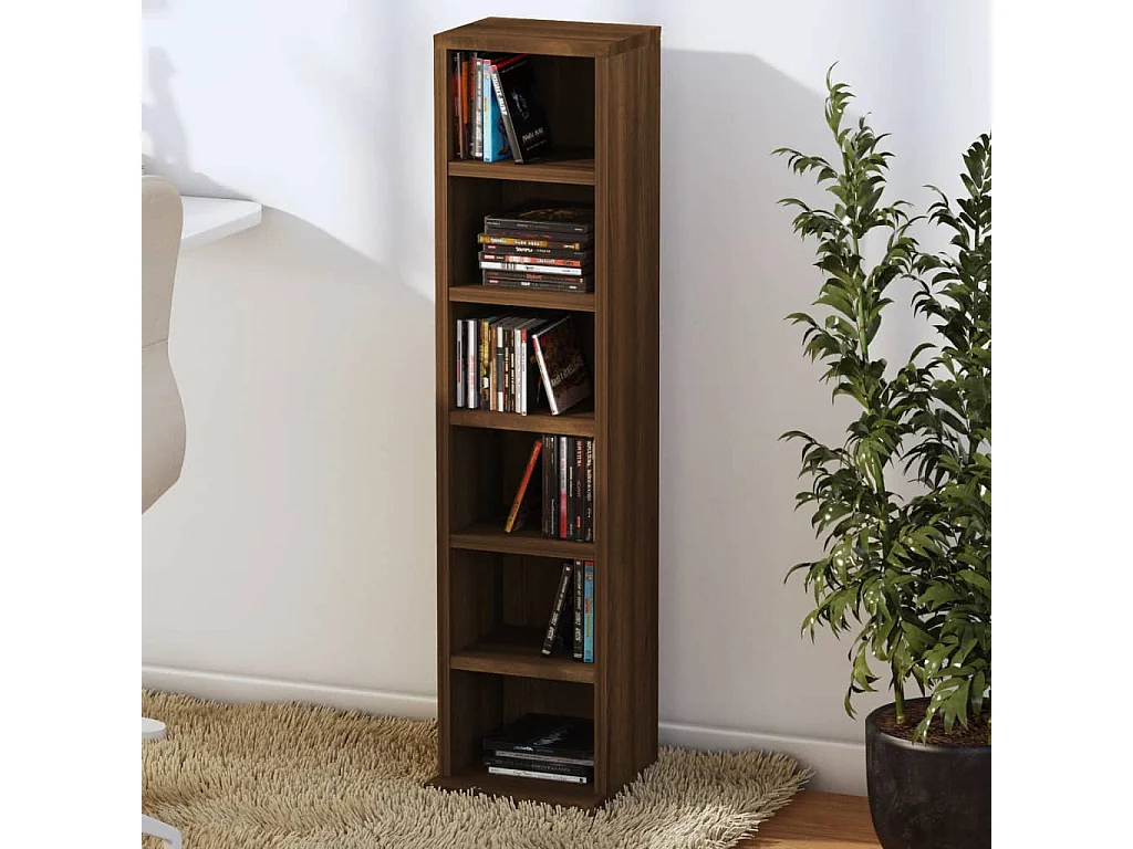 Mobile porta CD Rovere marrone 21x20x88 cm MDF