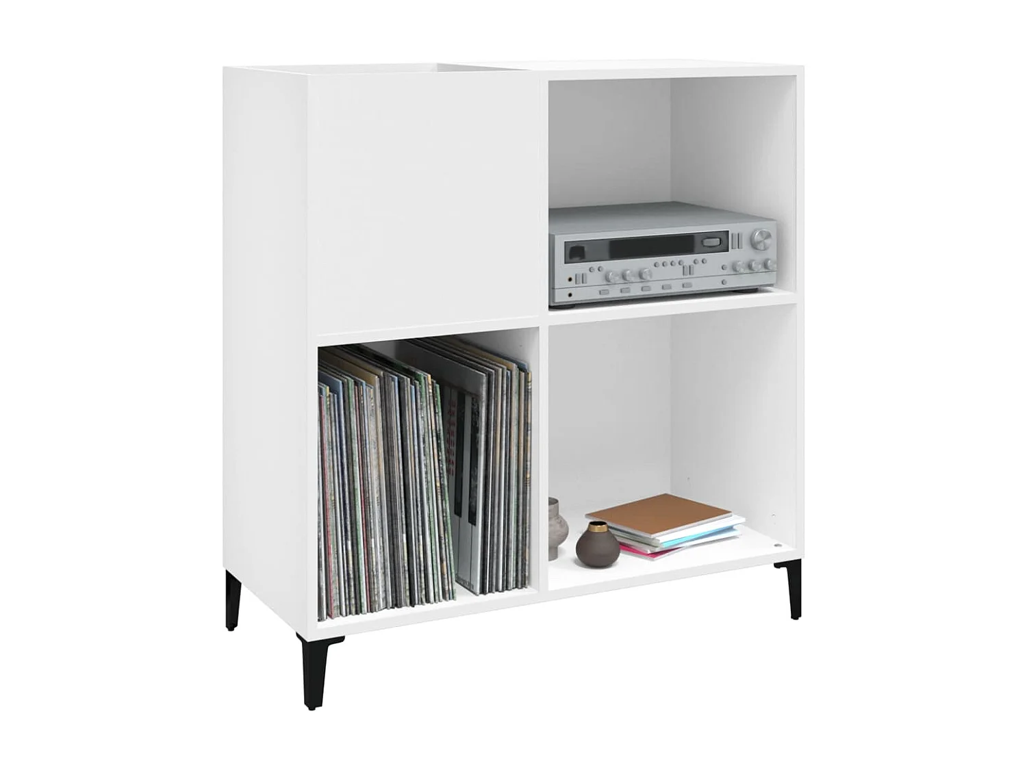 Armário de discos branco 84,5x38x89 cm madeira projetada