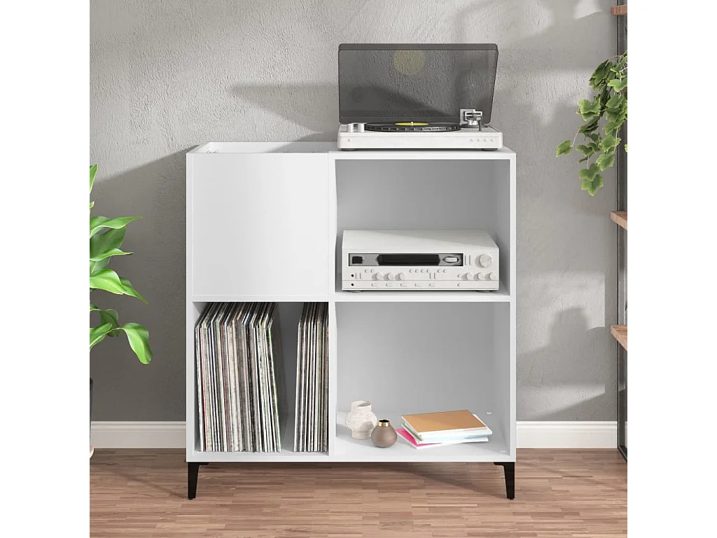 Armoire à disques blanc 84,5x38x89 cm bois d'ingénierie