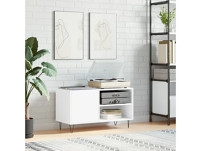 Mueble para discos blanco 85x38x48 cm de madera contrachapada