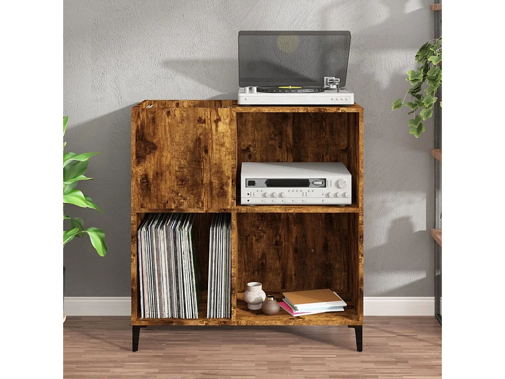 Armoire à disques chêne fumé 84,5x38x89 cm bois d'ingénierie
