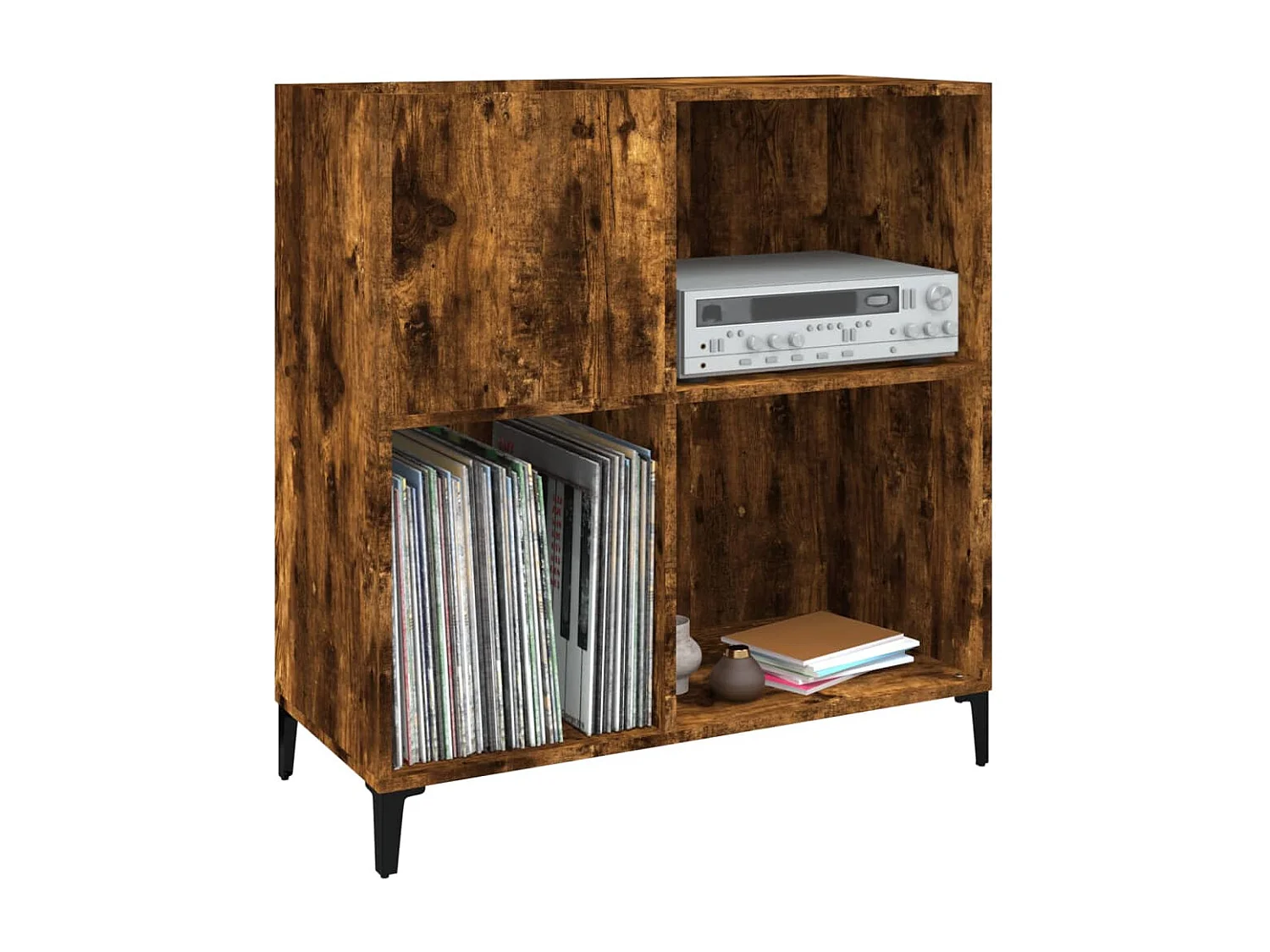 Armoire à disques chêne fumé 84,5x38x89 cm bois d'ingénierie