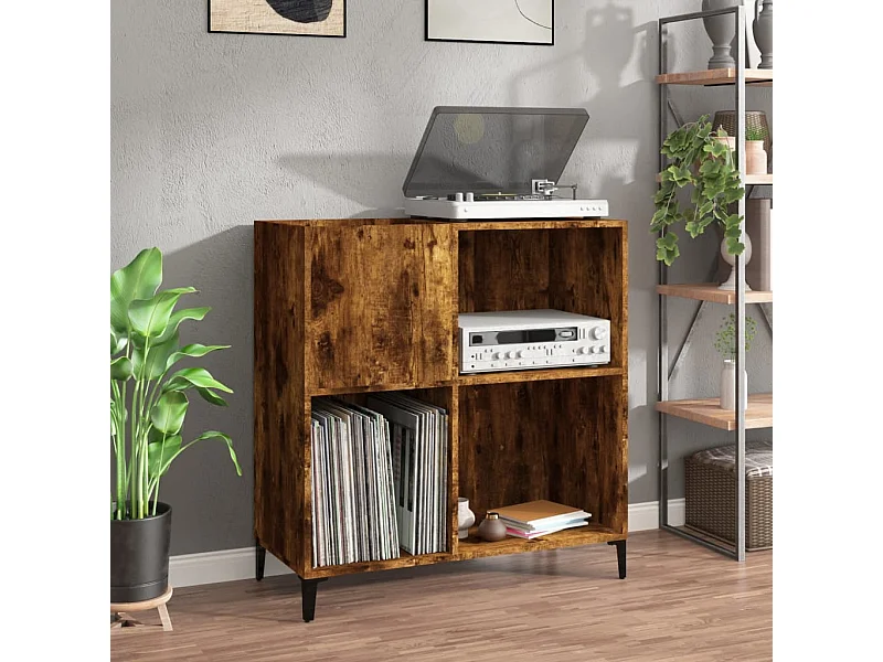 Schallplattenschrank aus geräucherter Eiche, 84,5 x 38 x 89 cm, Holzwerkstoff