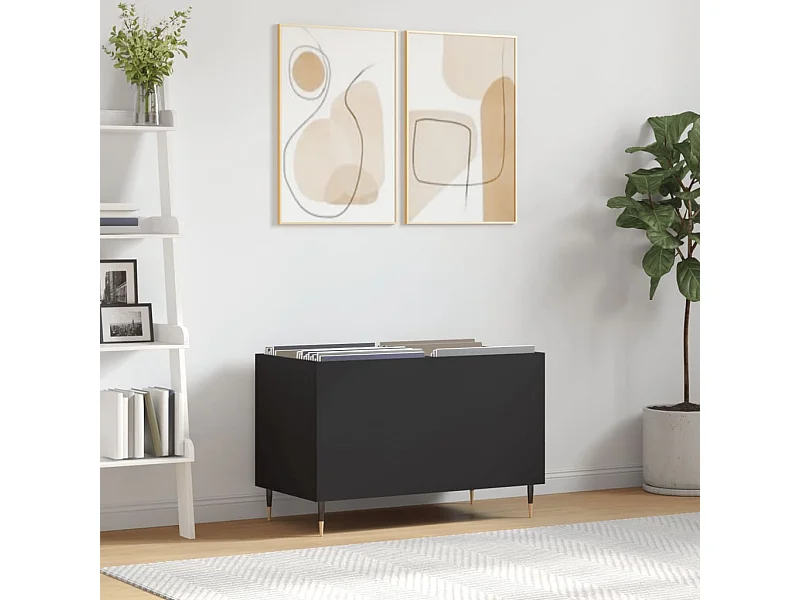 Zwarte platenkast 74,5x38x48 cm samengesteld hout