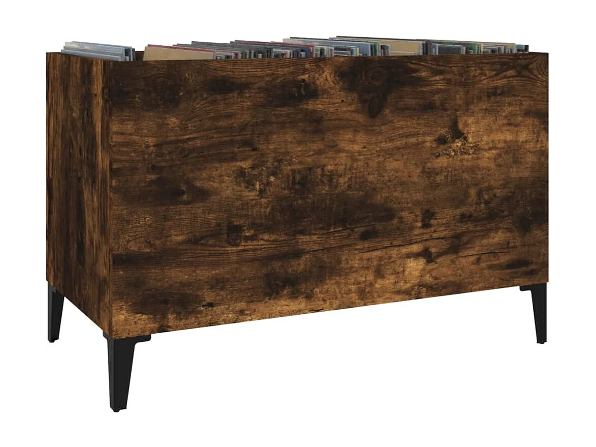 Mueble para discos de roble ahumado 74,5x38x48 cm de madera contrachapada