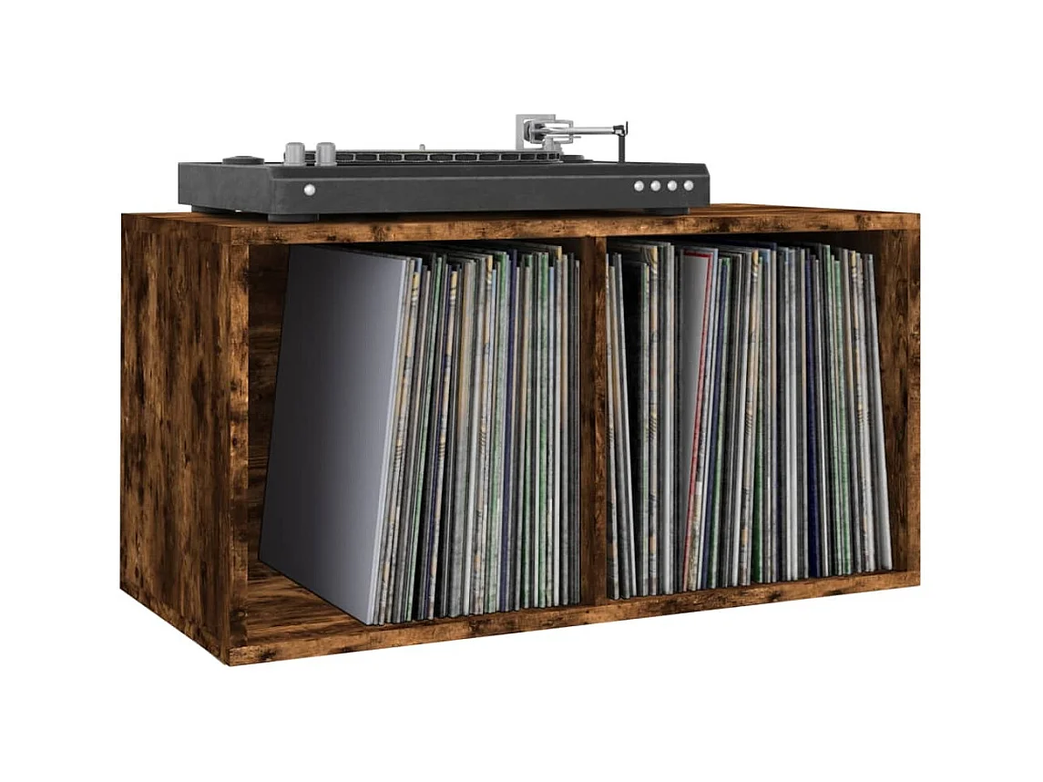Boîte de rangement à disques vinyle Chêne fumé 71x34x36 cm Bois