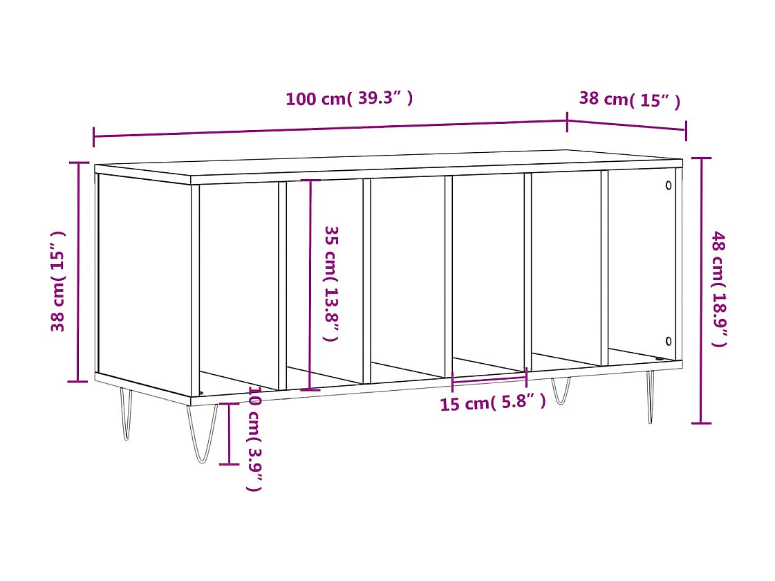 Armoire à disques chêne marron 100x38x48 cm bois d'ingénierie