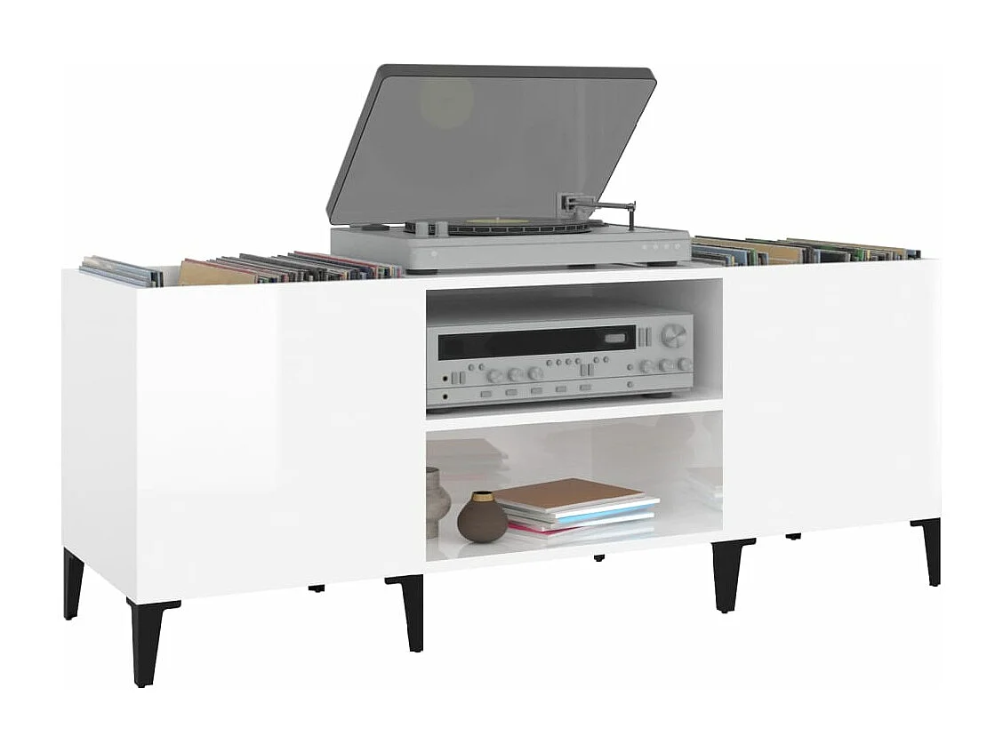 Armário de discos branco 121x38x48 cm madeira projetada